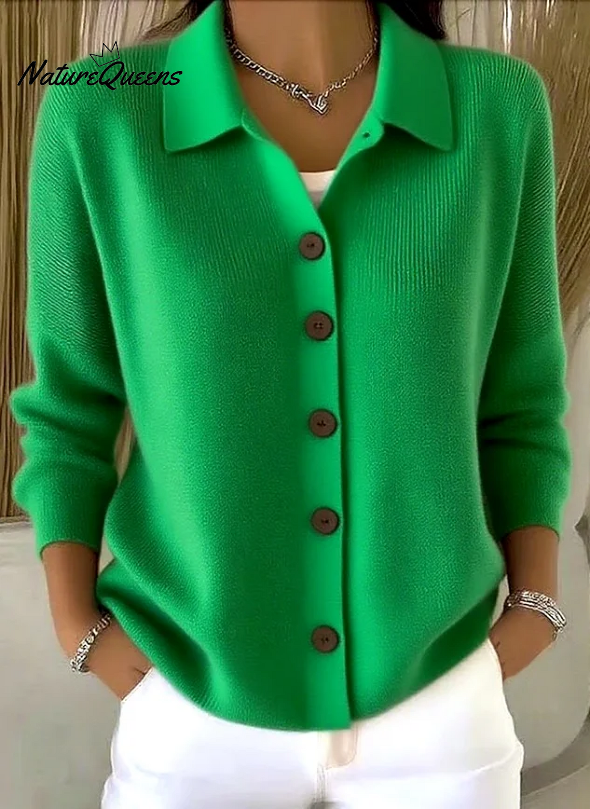 Lapel Button Knitted Cardigan Sweater