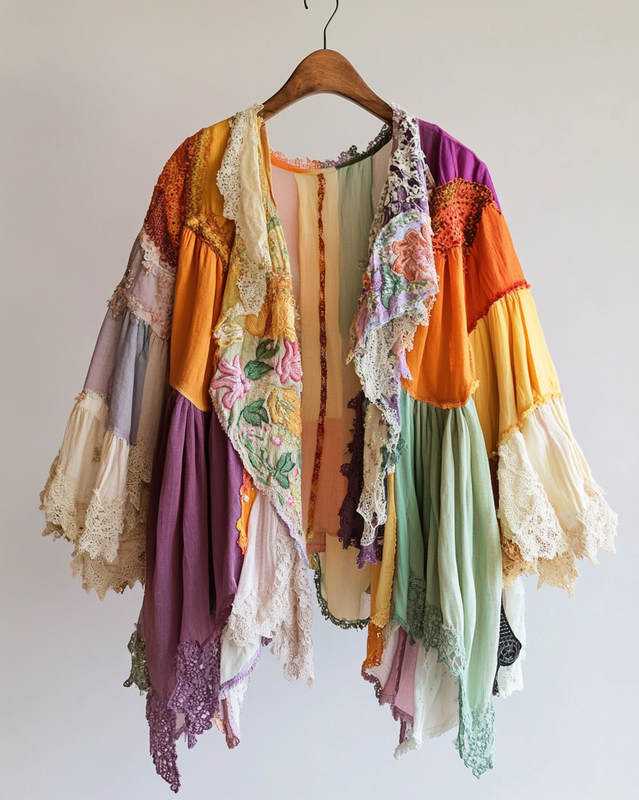 Summer Cardigan with Gradient Stitching and Embroidery 006f