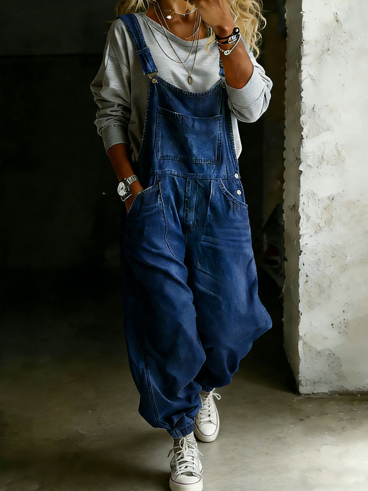 Casual One Piece Denim Jumpsuit
