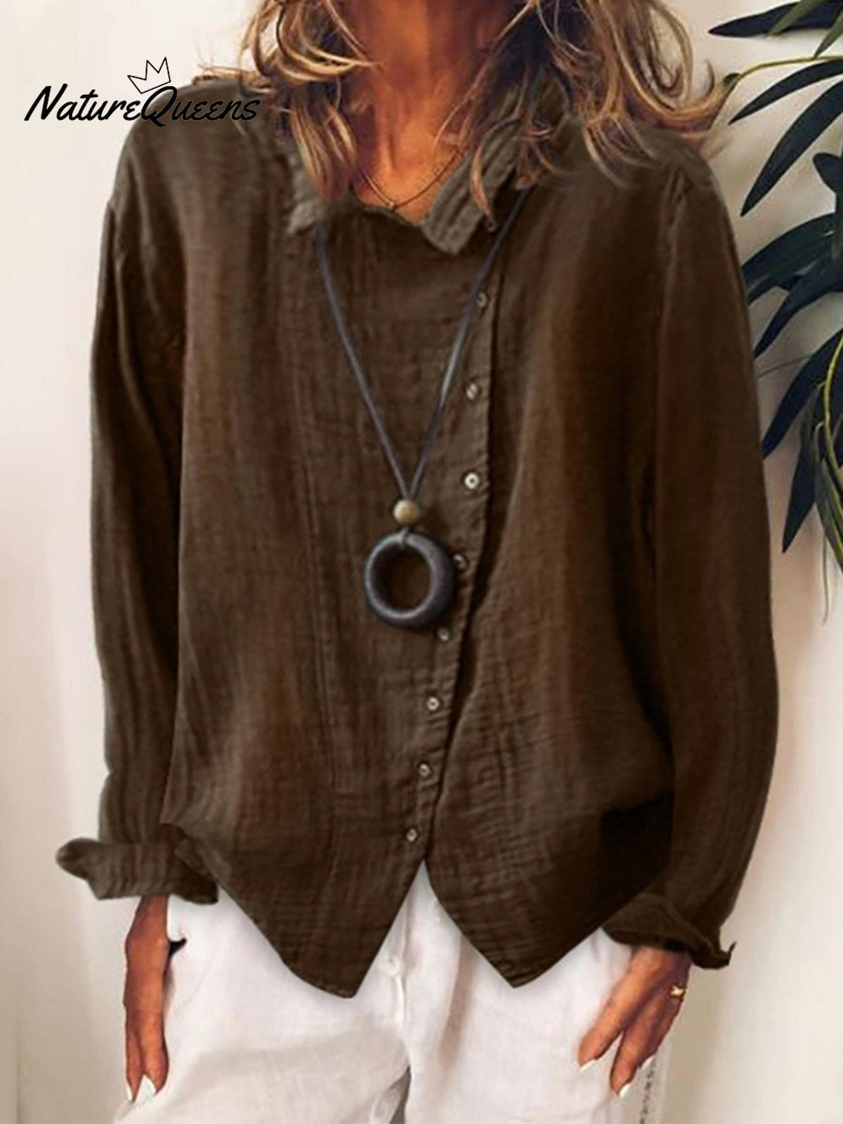 Cotton and Linen Casual Long Shirt