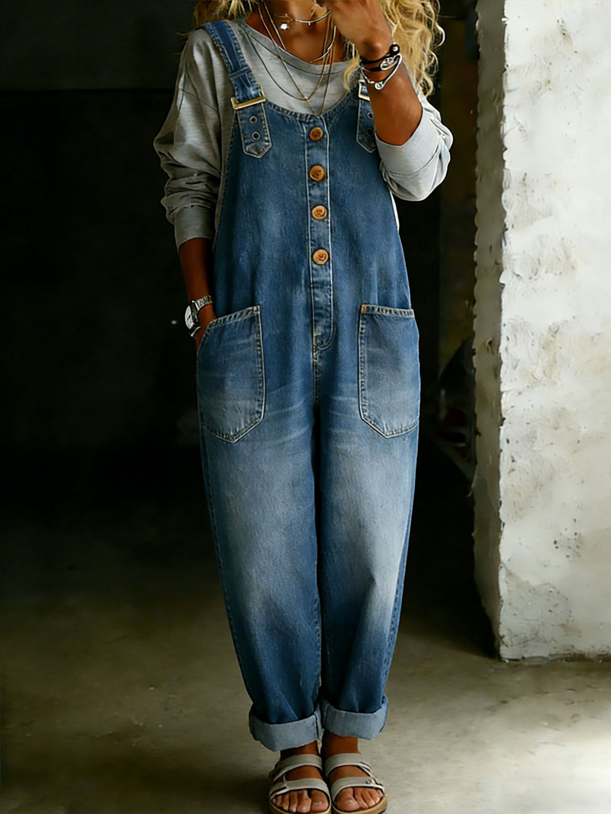 Casual One Piece Denim Jumpsuit
