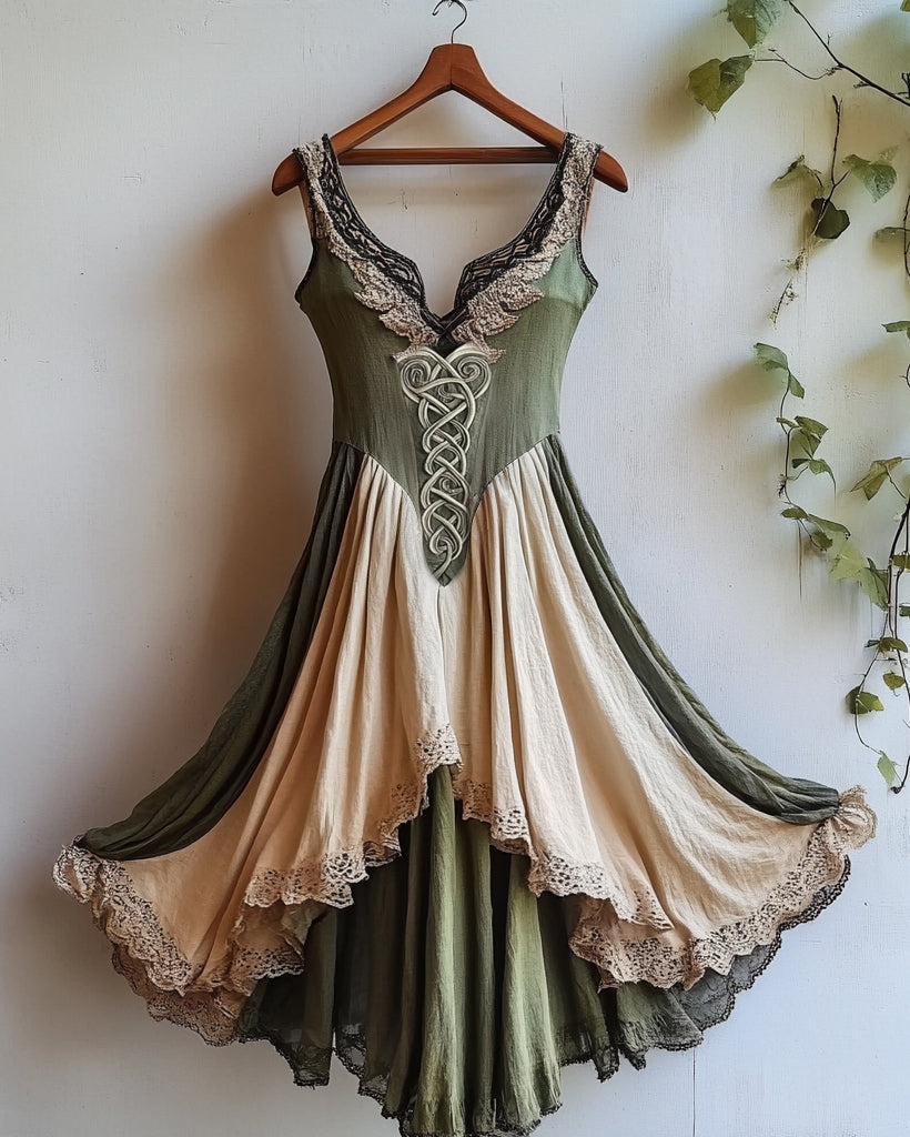 Summer Vacation Viking Theme Kettle Knot Irregular Handmade Dress C1a7
