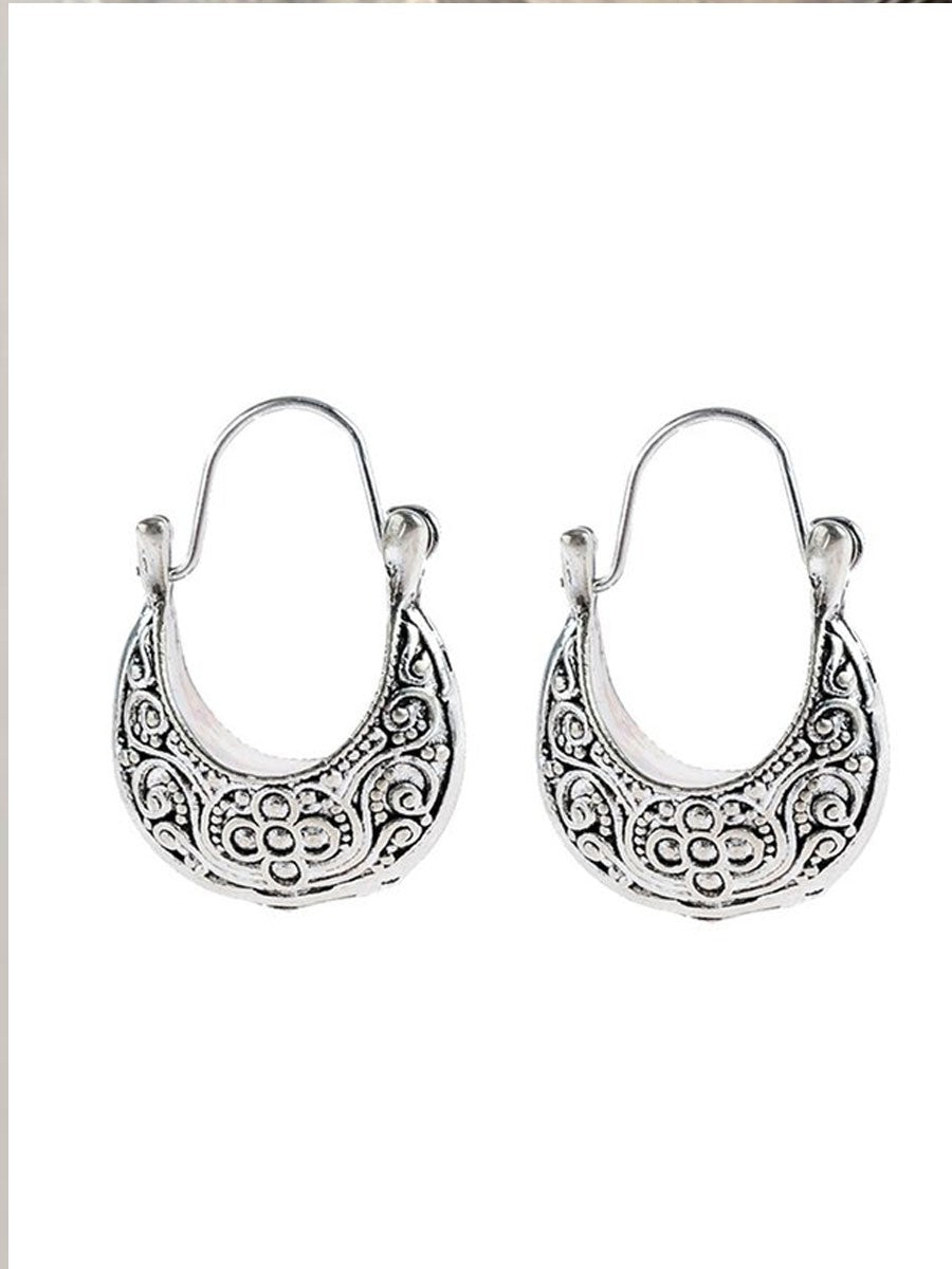 Vintage Silver Round Earrings