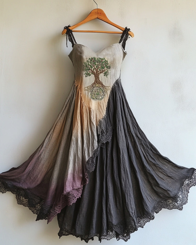 Summer Vacation Viking Theme Kettle Knot Irregular Handmade Dress Ddd7
