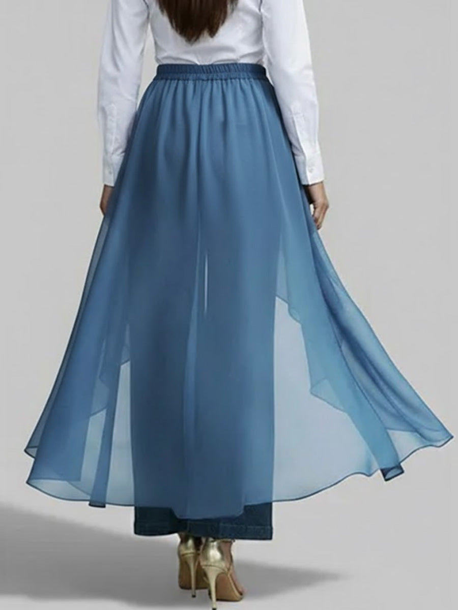 High-Waisted Casual Loose Chiffon Patchwork Jeans
