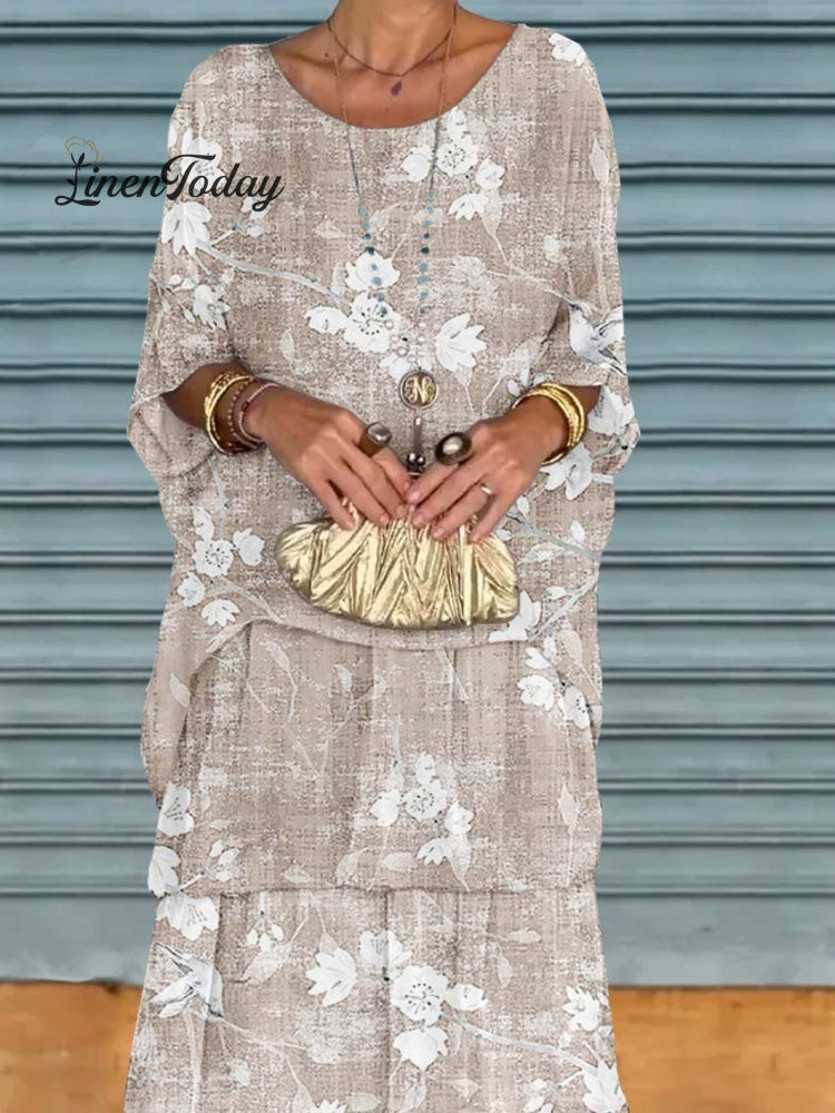 Flower Pattern Art Print Chiffon Cake Skirt