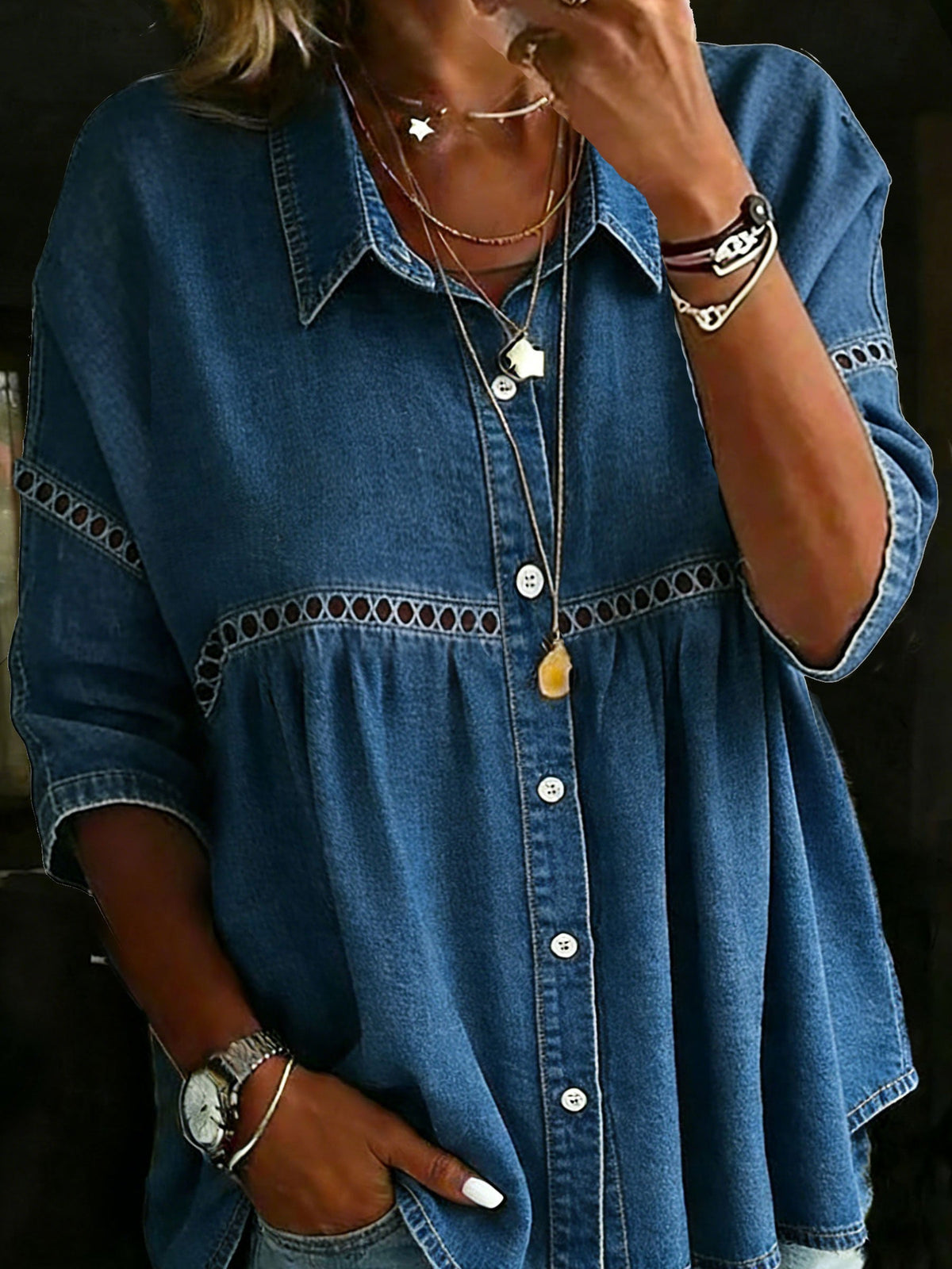 Vintage Casual Loose Denim Blouse Shirt