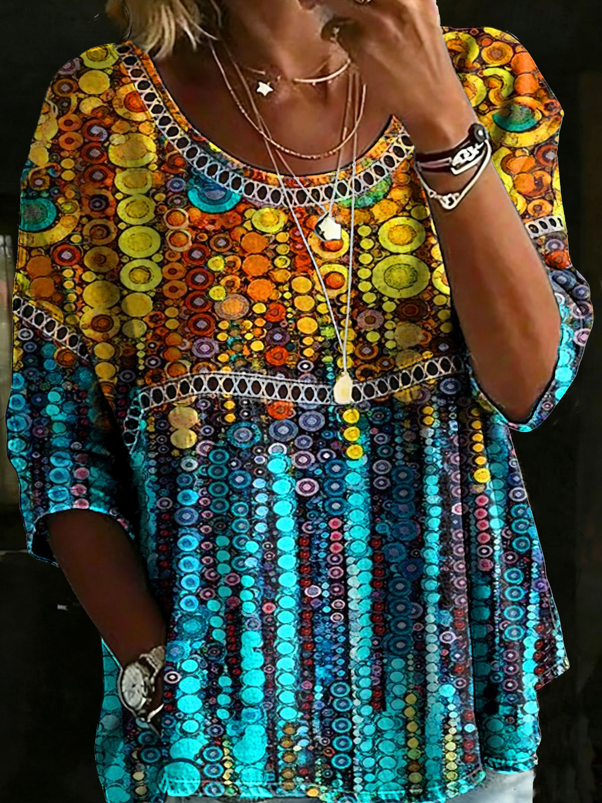 Vintage Flower Casual Loose Denim Blouse Shirt