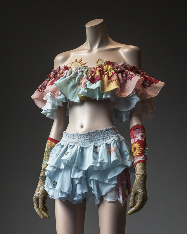 Sexy Elegant Ruffle Top with Skirt Two-Piece Swimsuit 0a4f