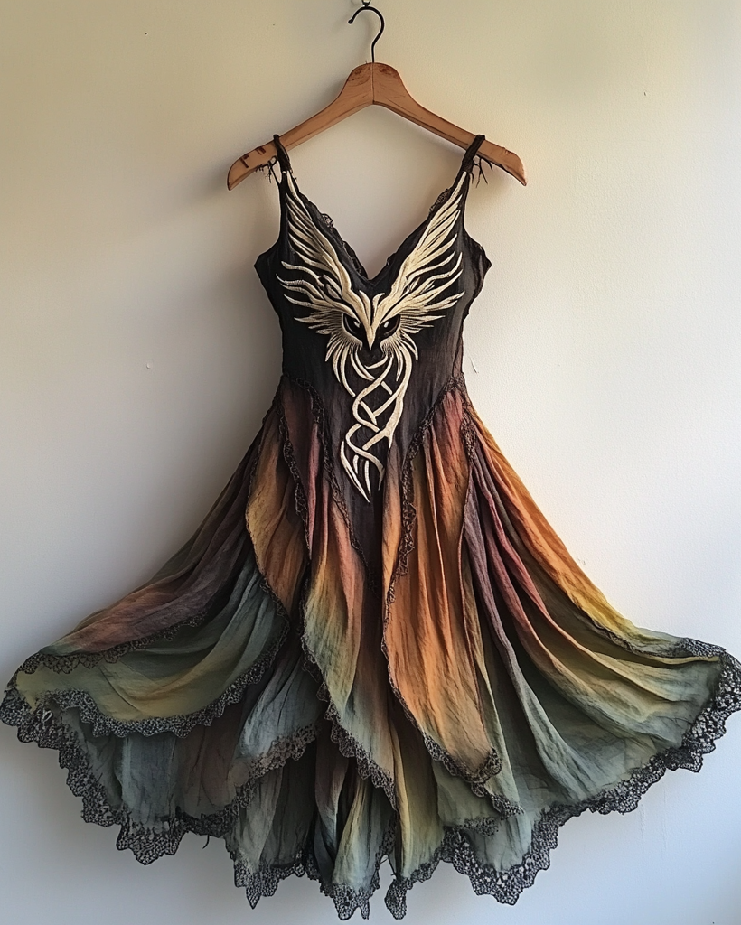 Summer Vacation Viking Theme Kettle Knot Irregular Handmade Dress 673e