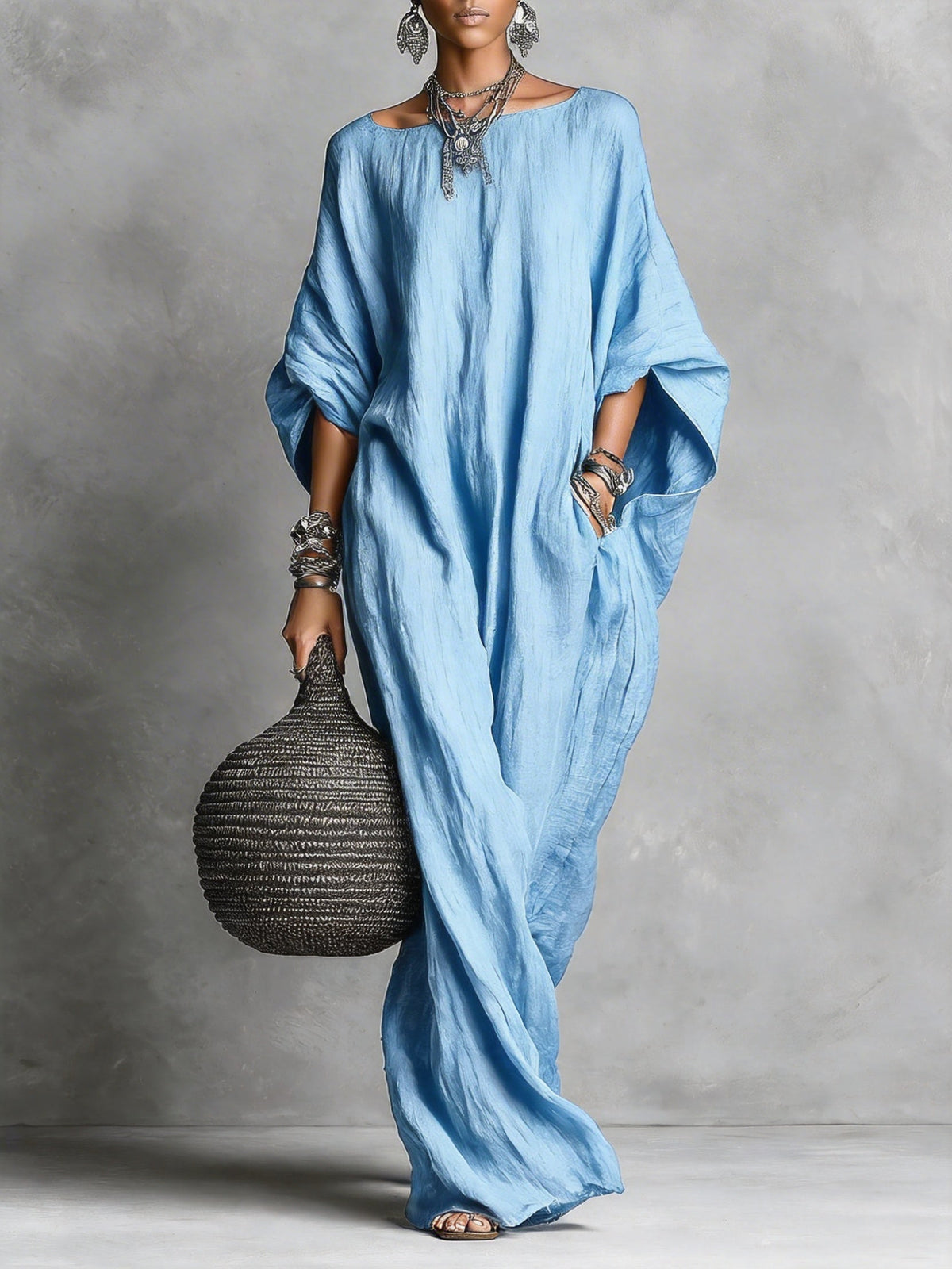 Minimalist Casual Sleeveless Cotton and Linen Long Dress