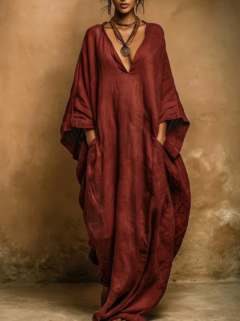 Bohemian Linen and Cotton Kaftan Robe