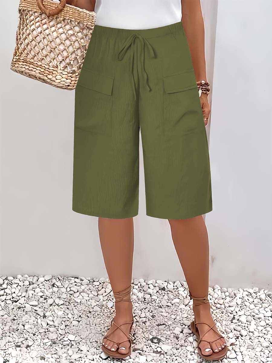 Solid Color Casual Loose Stylish Pockets Shorts