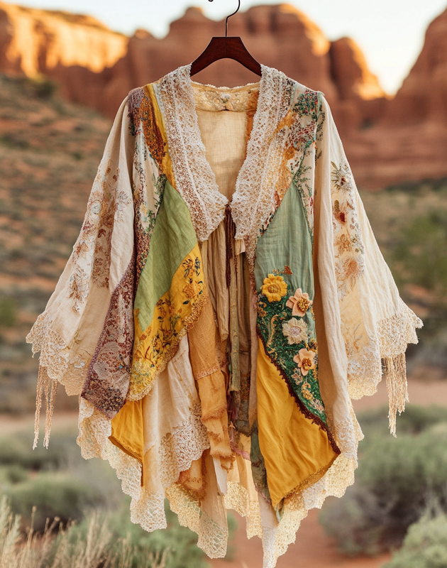 Summer Cardigan with Gradient Stitching and Embroidery 8d64