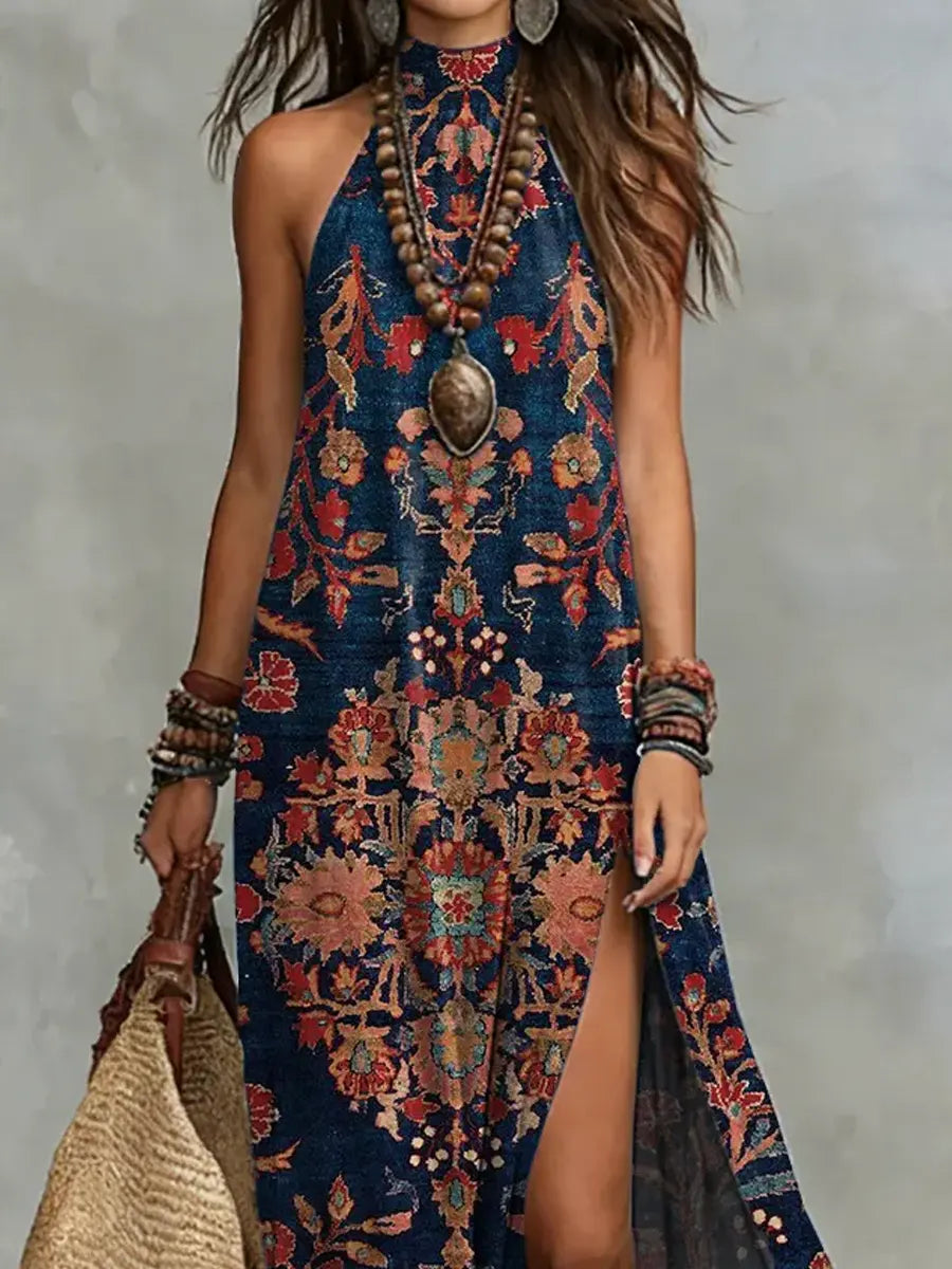 Retro Ethnic Floral Pattern Art Print Casual Stylish Cotton Dress