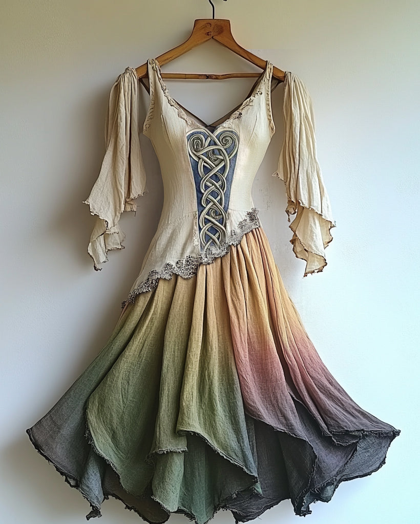 Summer Vacation Viking Theme Kettle Knot Irregular Handmade Dress 7aed
