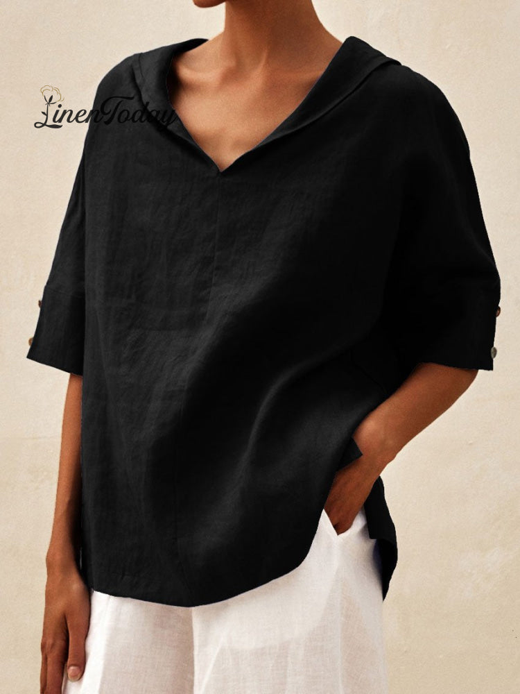 Casual Linen V-Neck Shirt
