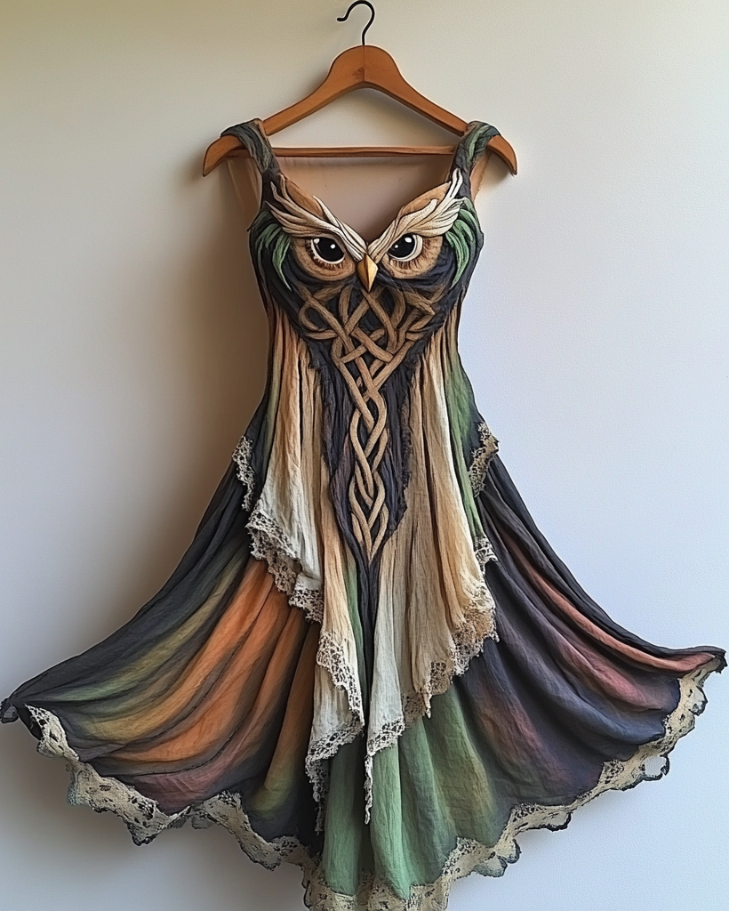Summer Vacation Viking Theme Kettle Knot Irregular Handmade Dress D408