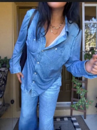 Denim Dreams Pajama Set with Cozy Fit, Soft Denim‐look Loungewear for All Night Comfort