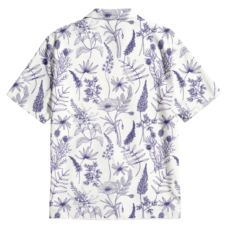 Simple Botany Flowers Button Up Pocket Shirt