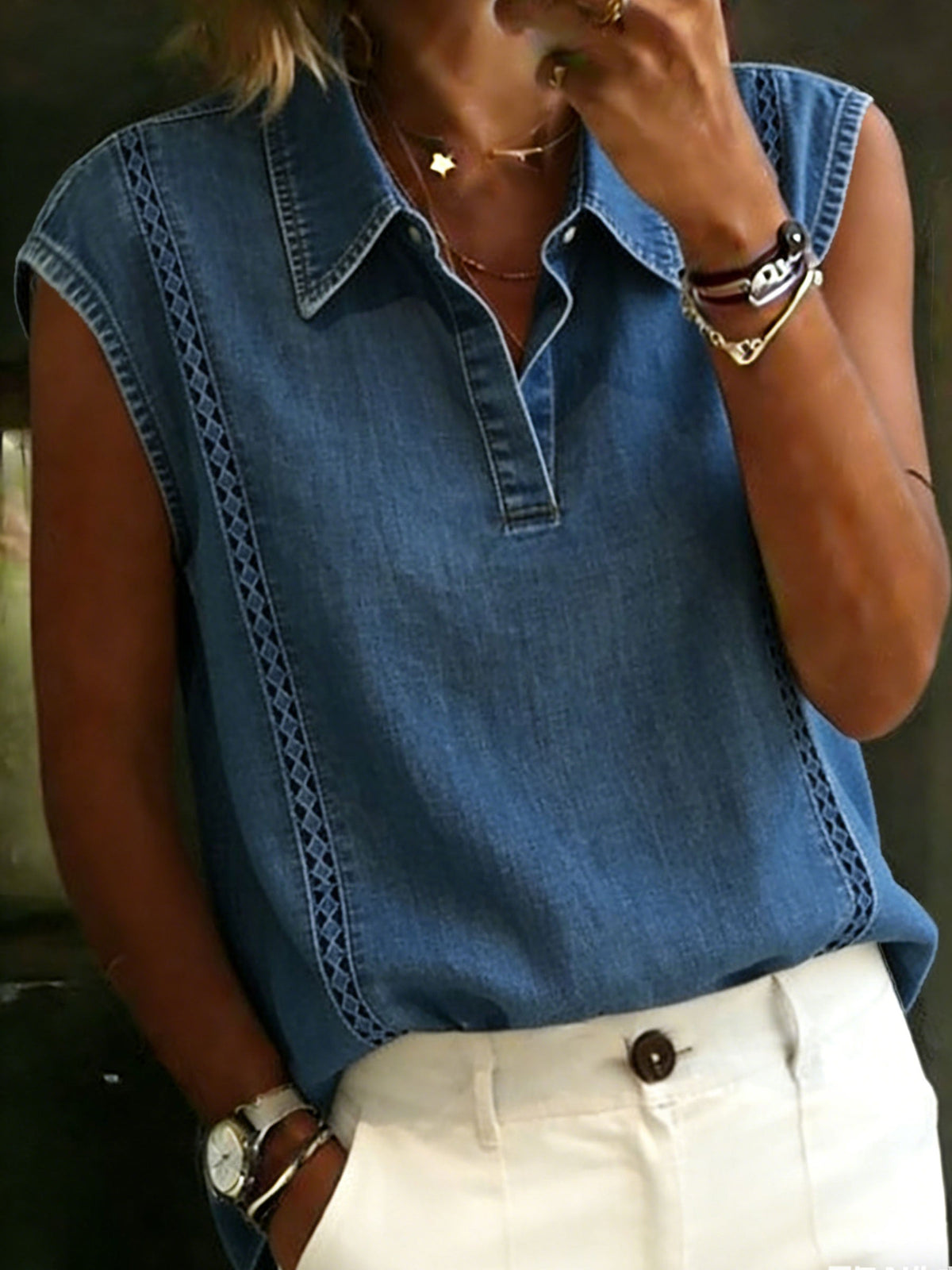 Solid Color Casual Cotton Denim Shirt