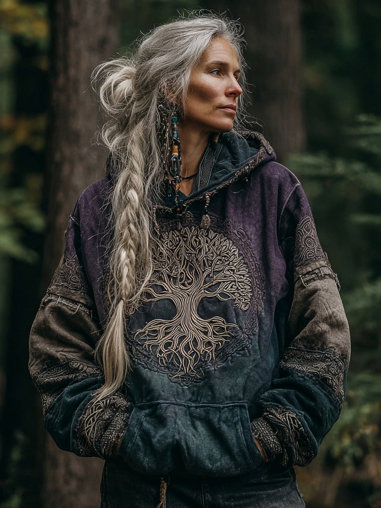Magic Tree of Life Cozy Gradient Bohemian Hoodie
