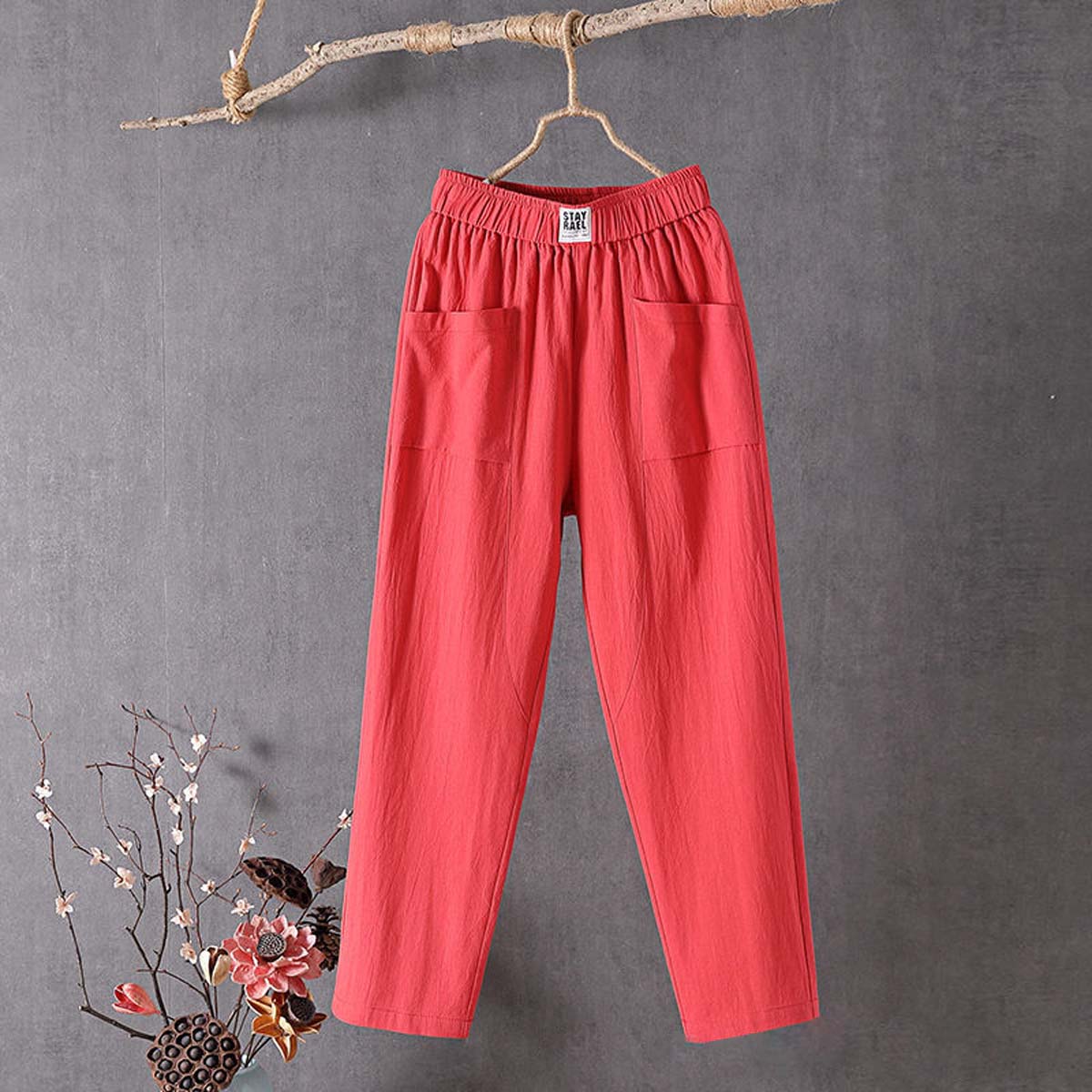 Vintage Stylish Casual Cotton and Linen Loose Pants