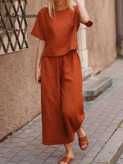 Solid Color Short-Sleeve Suit