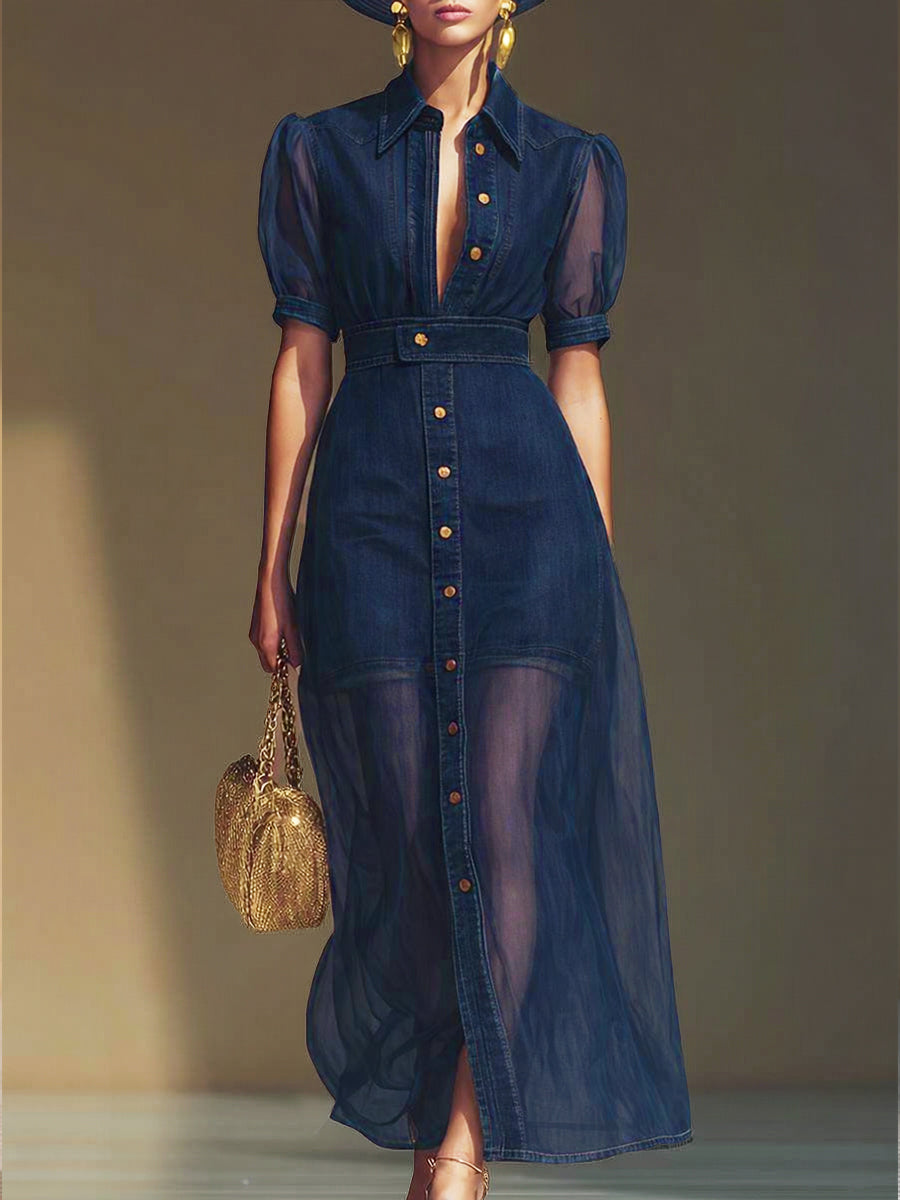 Patchwork Organza Mini Dress and Organza Skirt Two-Piece Set
