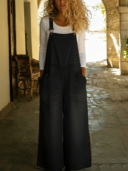 Casual Denim Overalls Jumpsuit