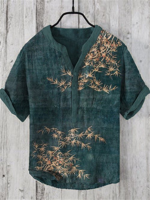 Bamboo Japanese Art Linen Blend Shirt