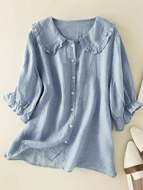 Peter Pan Collar Cotton Shirt
