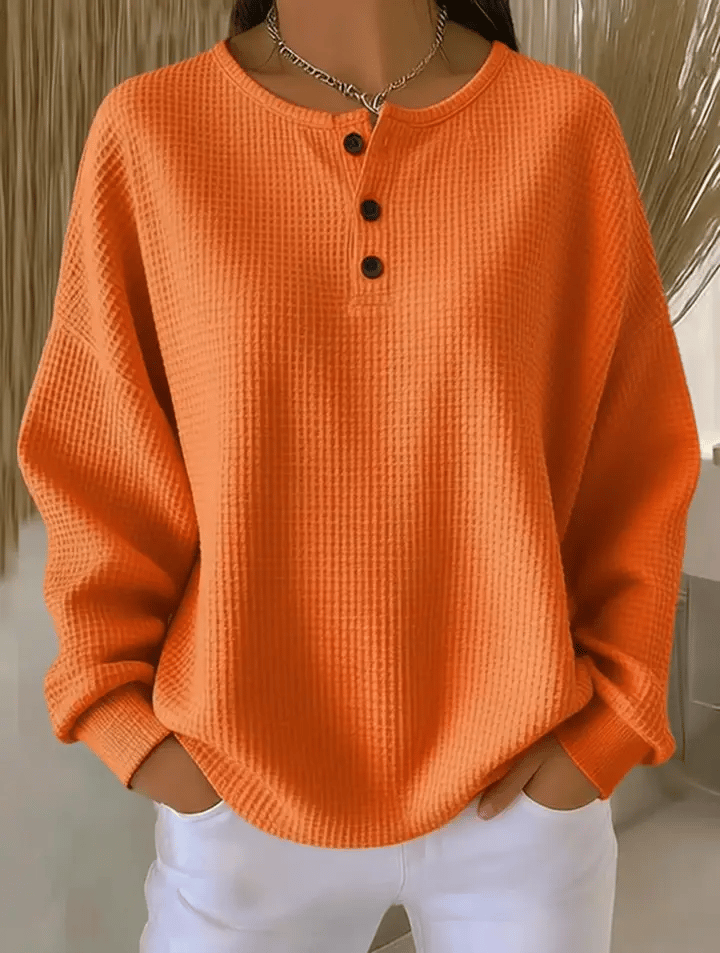 Casual Waffle Henry Collar Sweatshirt