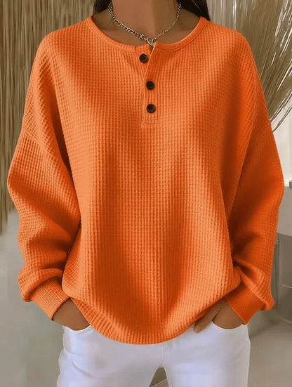 Casual Waffle Henry Collar Sweatshirt