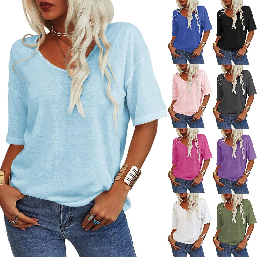 Solid Color V-Neck T-Shirt