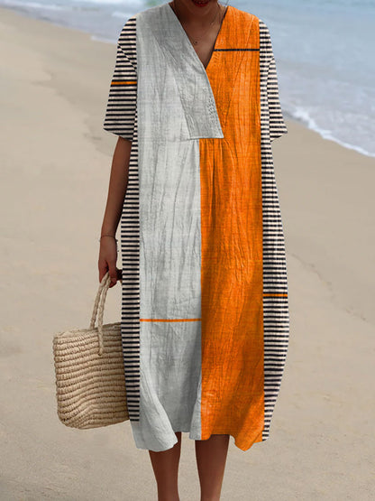 Vintage Boho Geometry Art Print Casual Dress