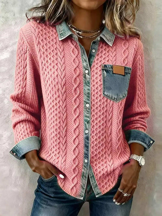 Clearance Sale Retro Knitted Denim Shirt