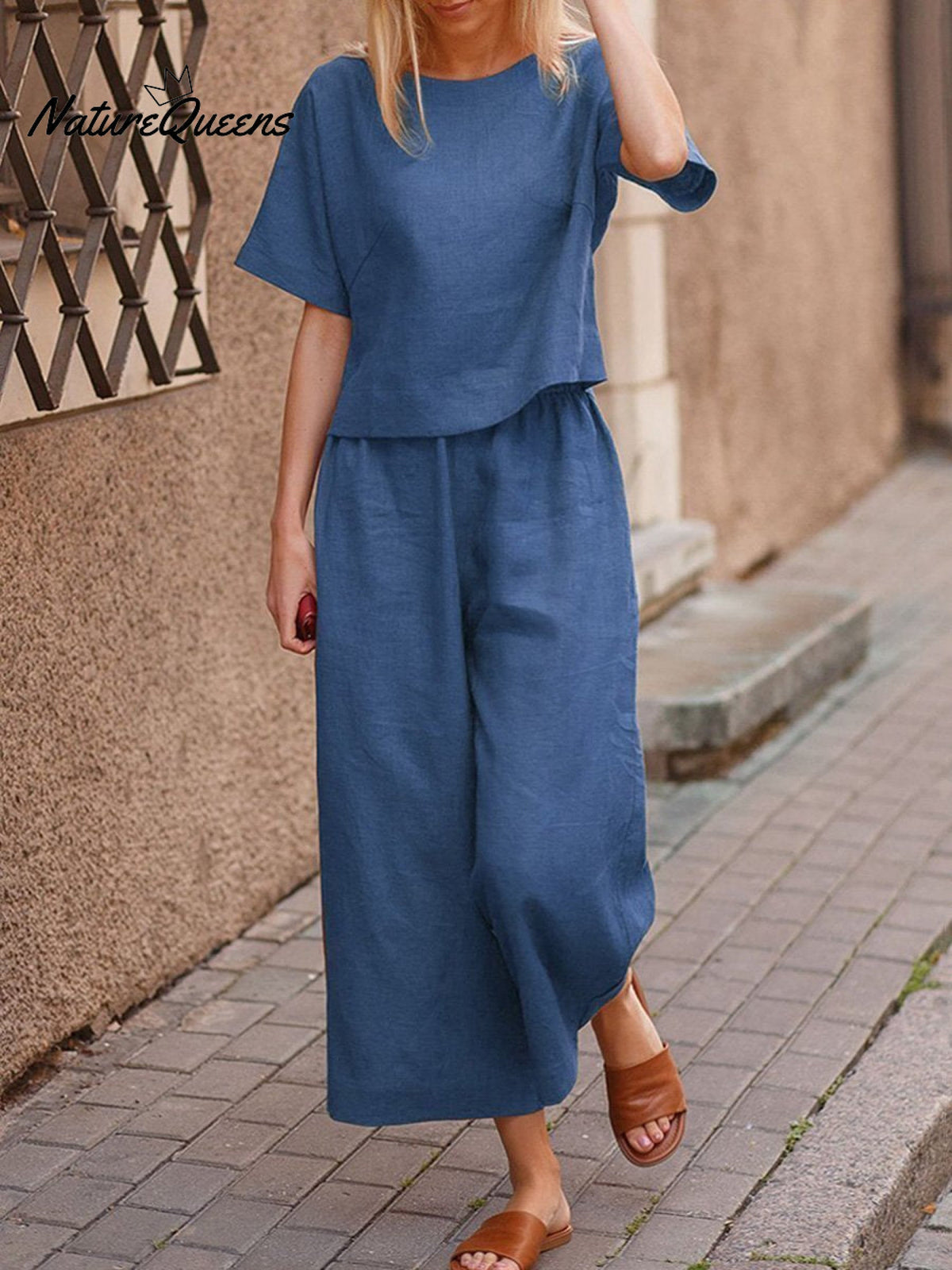 Solid Color Short-Sleeve Suit