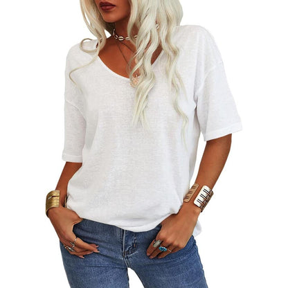 Solid Color V-Neck T-Shirt