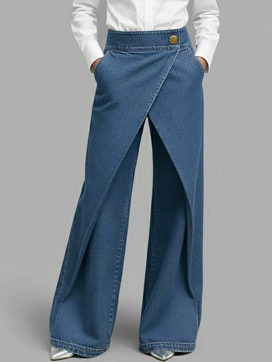 High‐waisted Relaxed Wide‐leg Denim Jeans with Everyday Comfort