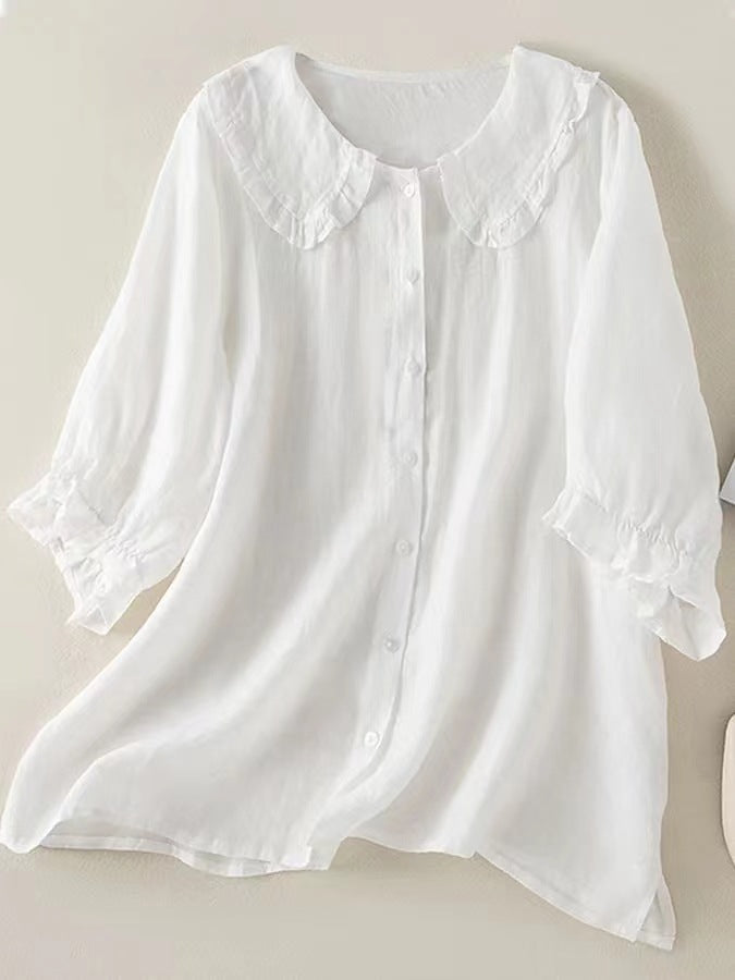 Peter Pan Collar Cotton Shirt