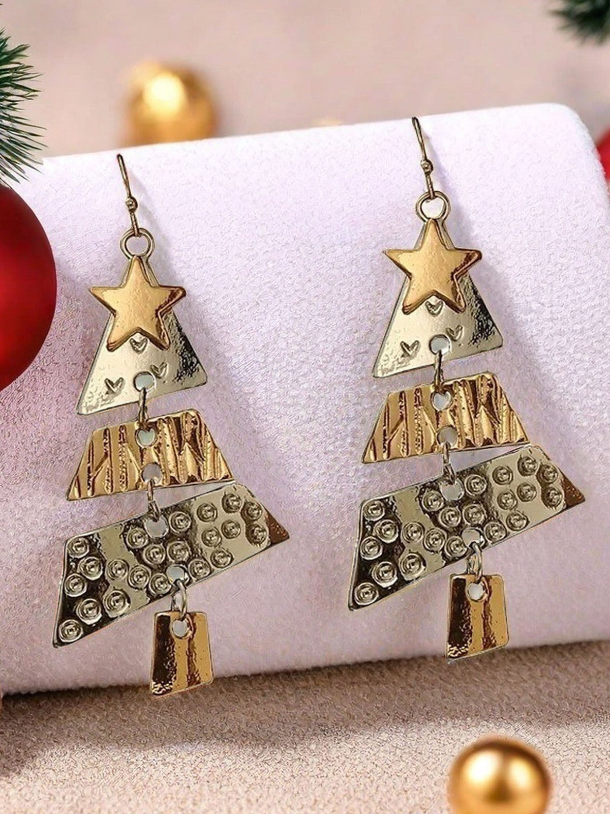 Party Carnival Metal Christmas Tree Long Earrings