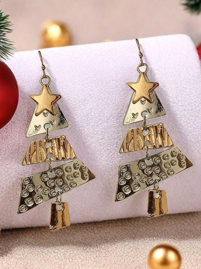 Party Carnival Metal Christmas Tree Long Earrings