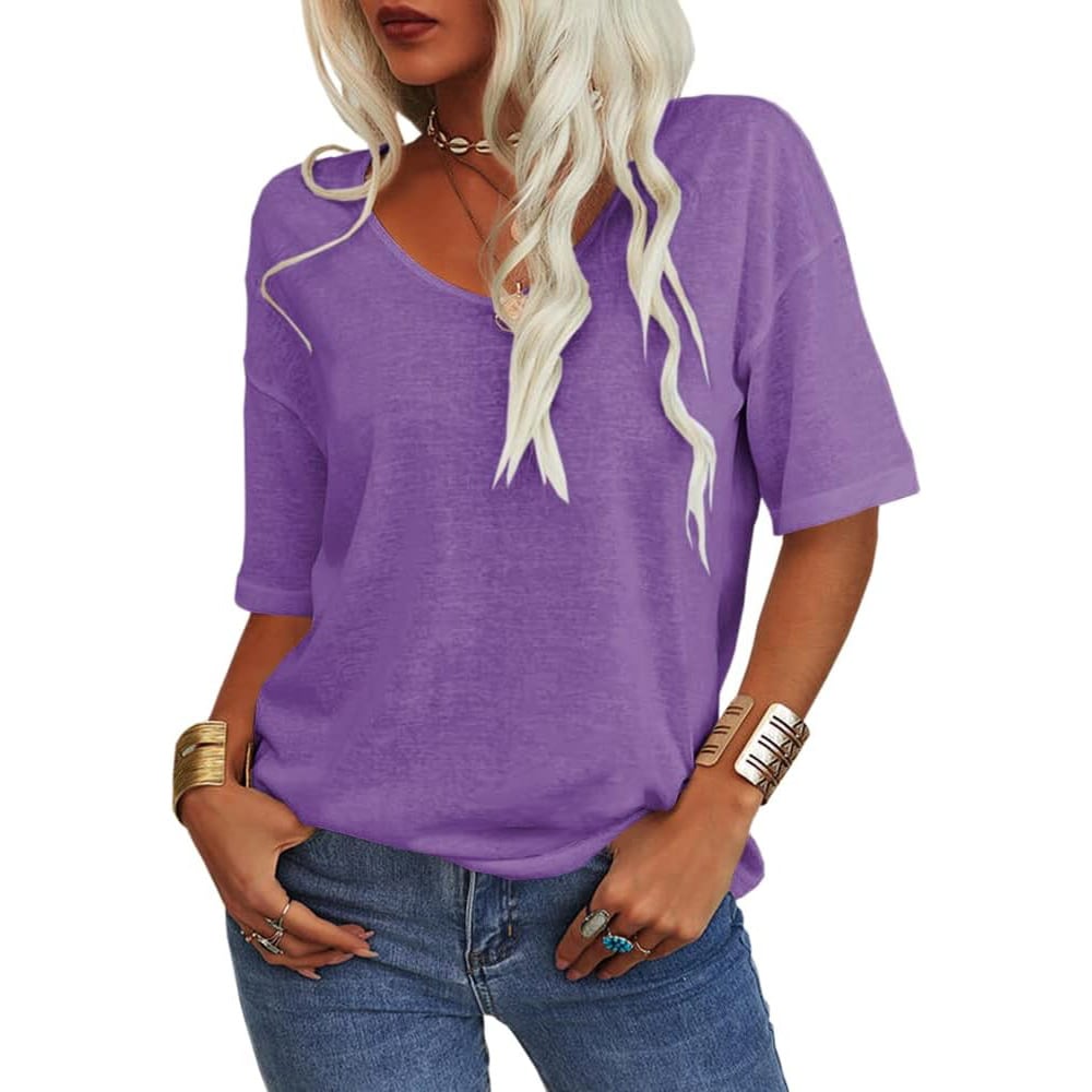 Solid Color V-Neck T-Shirt