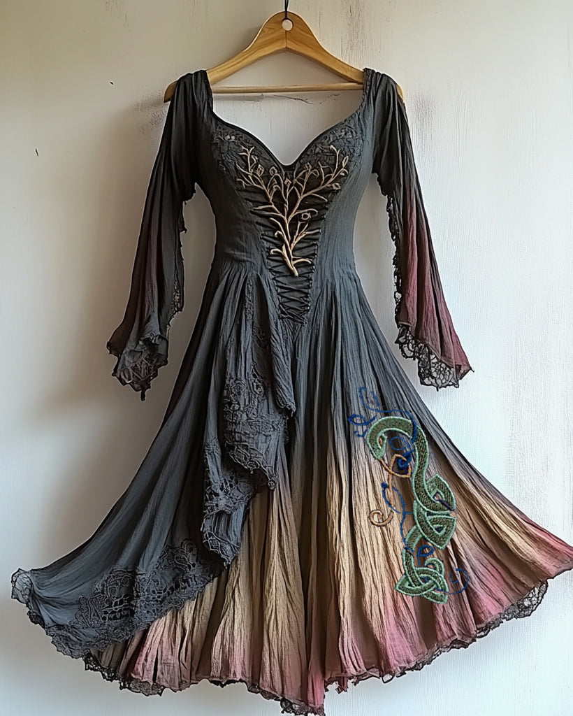 Summer Vacation Viking Theme Kettle Knot Irregular Handmade Dress 71ba