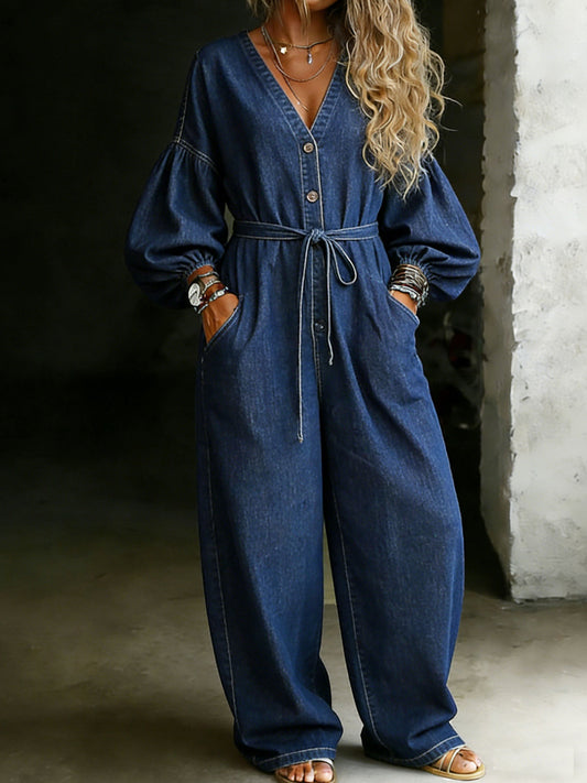 Cotton One Piece Denim Jumpsuit
