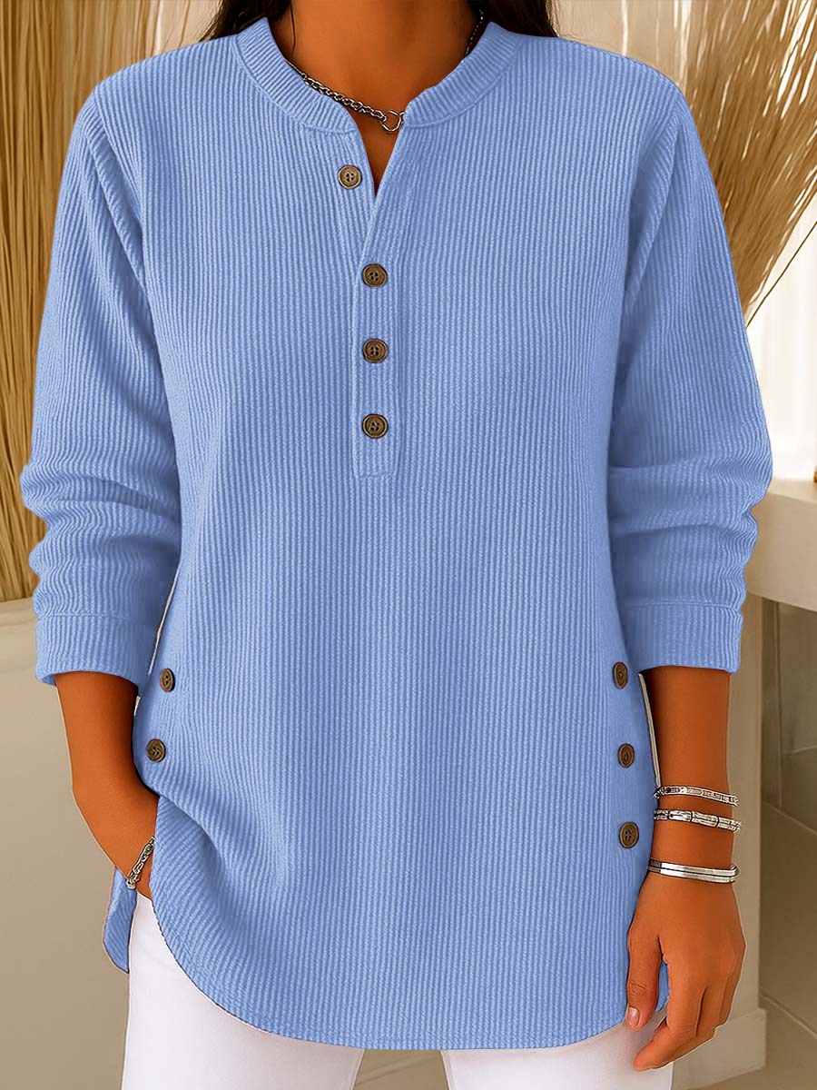 Solid Color Crew Neck Long-Sleeve Casual Loose Knit Pullover