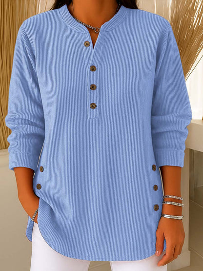 Solid Color Crew Neck Long-Sleeve Casual Loose Knit Pullover