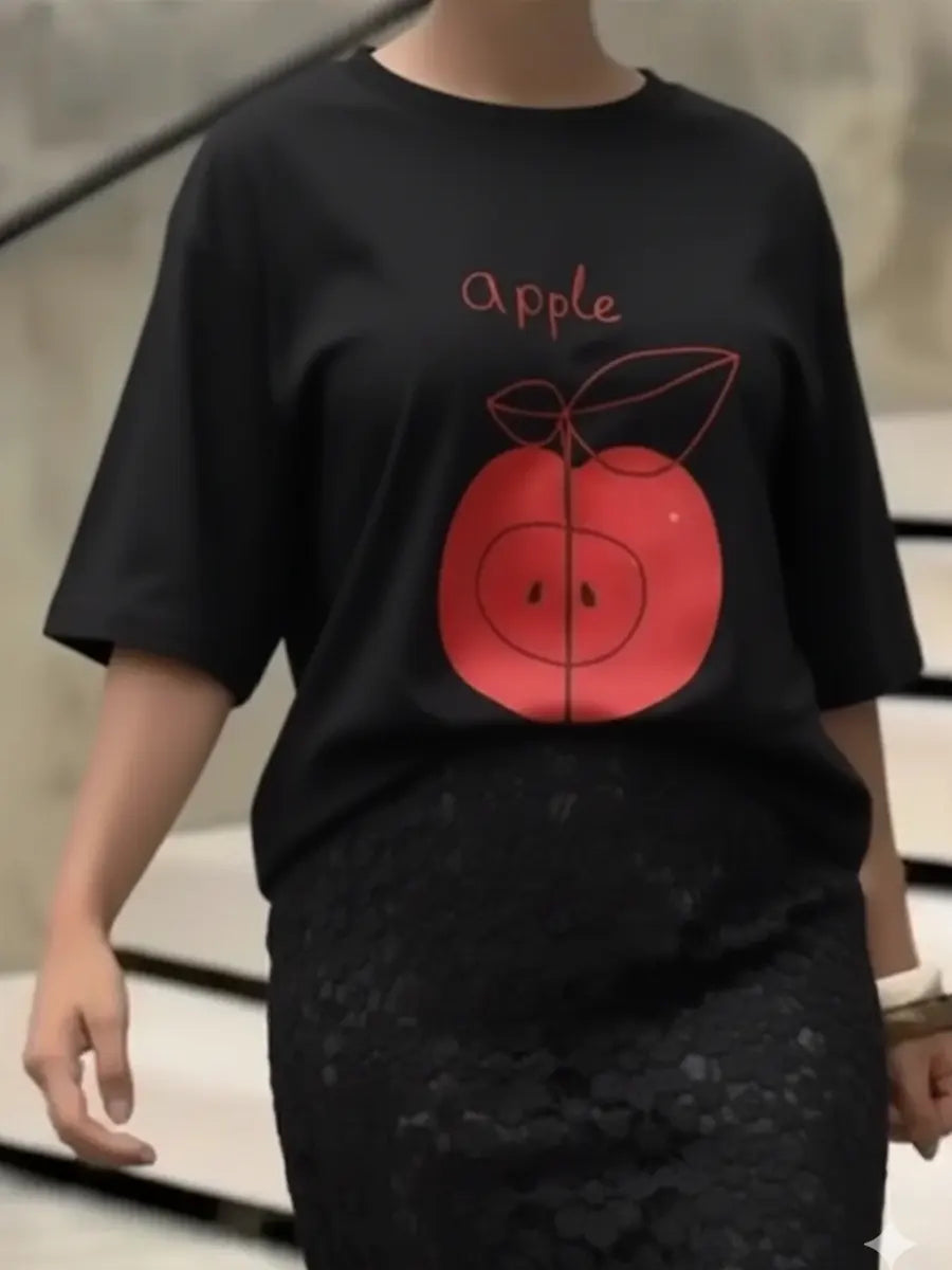 Fashionable Apple Print T-Shirt