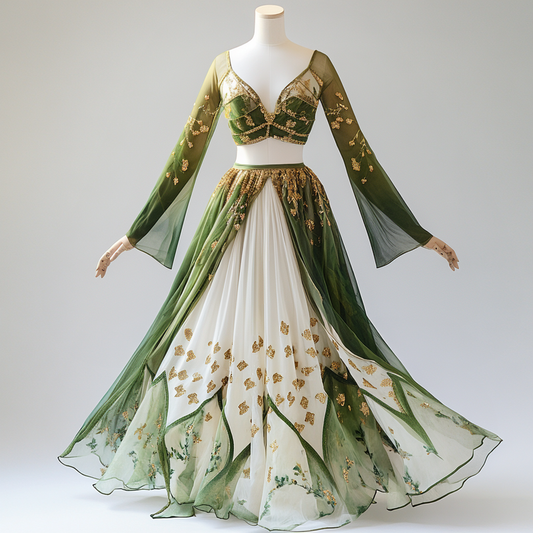 Summer Original Design Forest Theme Gold Foil Two-Piece Suit 0a6a